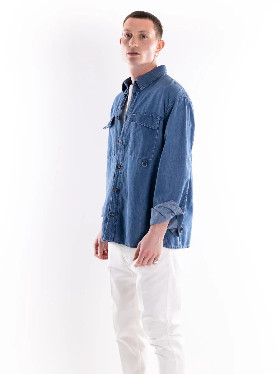 Giacca camicia uomo in jeans - immagine 3