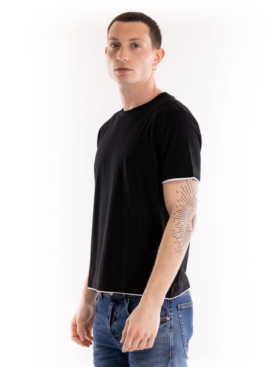 T-shirt uomo in jersey nero-bianco - immagine 3