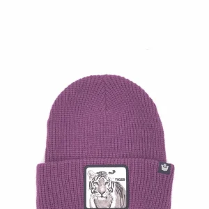 Berretto Tiger effetto maglia viola