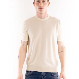 Maglia uomo girocollo in filo panna