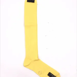 Calzini lunghi filoscozia a coste gialli
