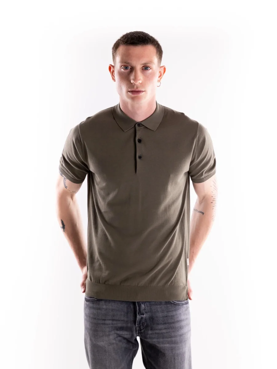 Maglia uomo polo Nito in filo verde militare - immagine 2