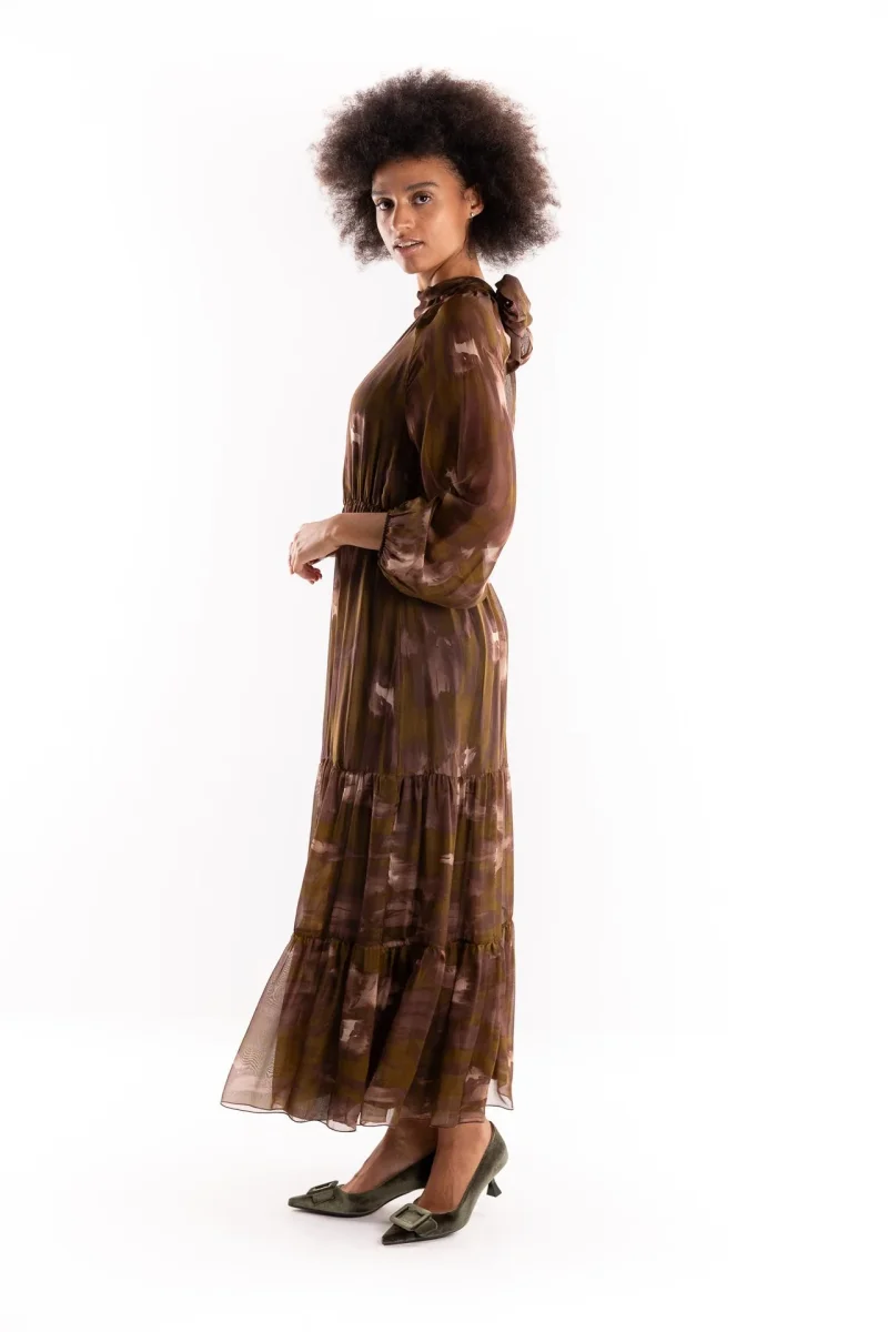 Abito lungo Anide con stampa astratta marrone - immagine 3