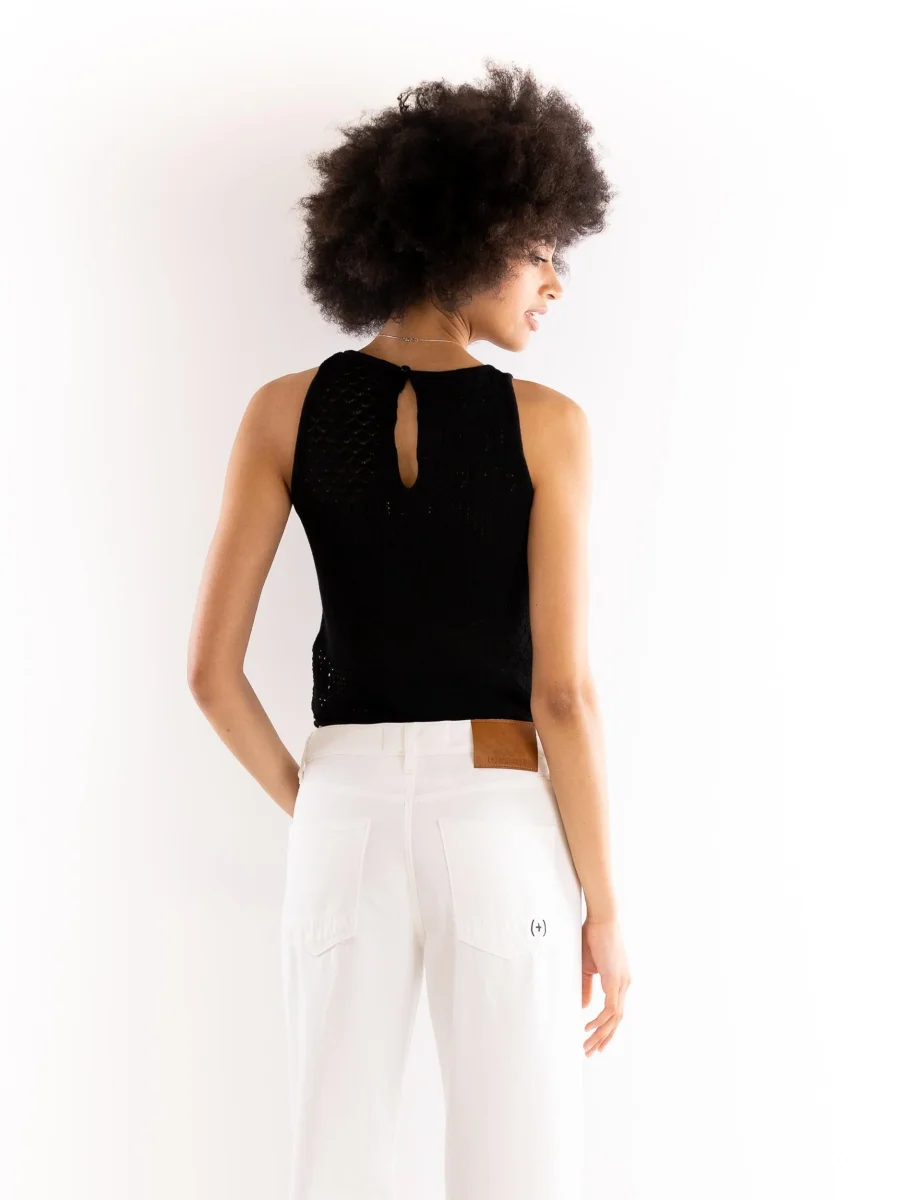 Top canotta in punto pizzo nero - immagine 4