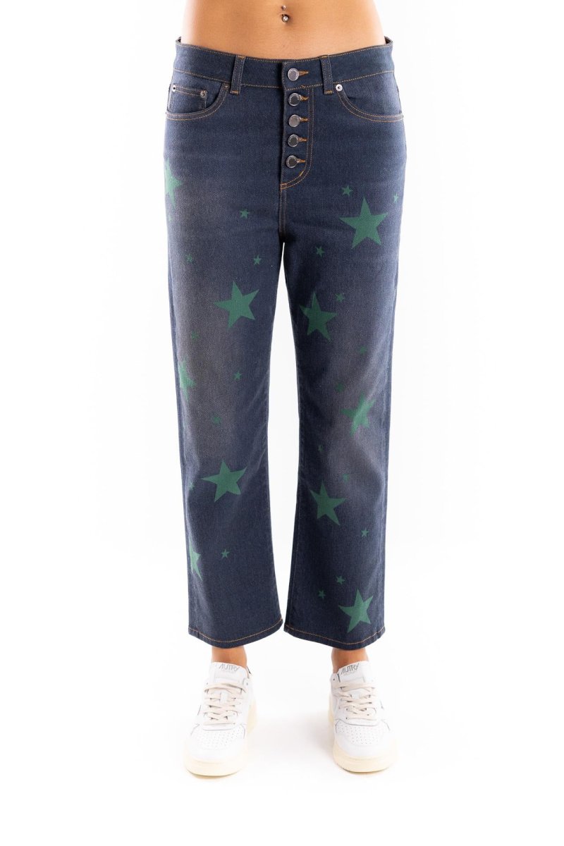 Jeans modello Loose blu stelle verdi
