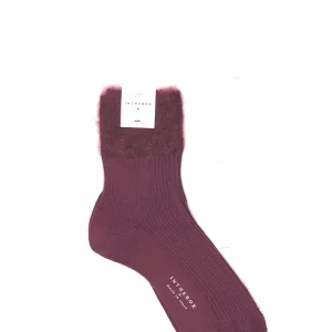 Calzino corto mohair basic bordò