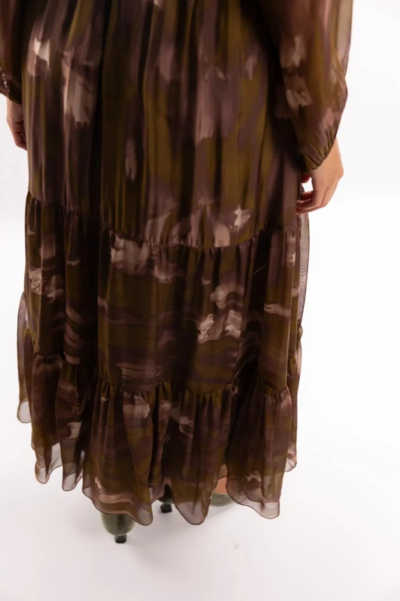 Abito lungo Anide con stampa astratta marrone - immagine 7