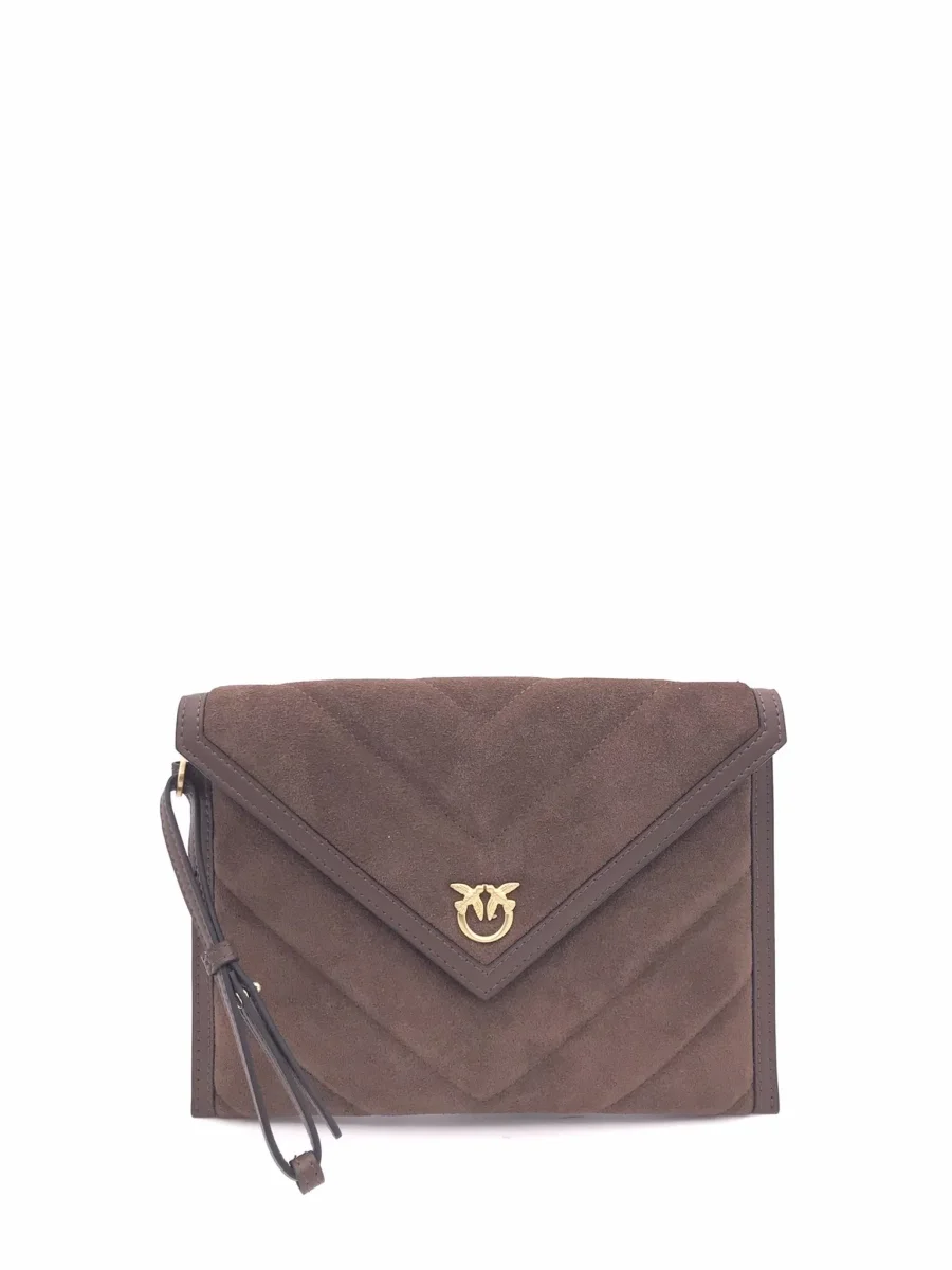 Bustina flet purse in pelle scamosciata marrone - immagine 2