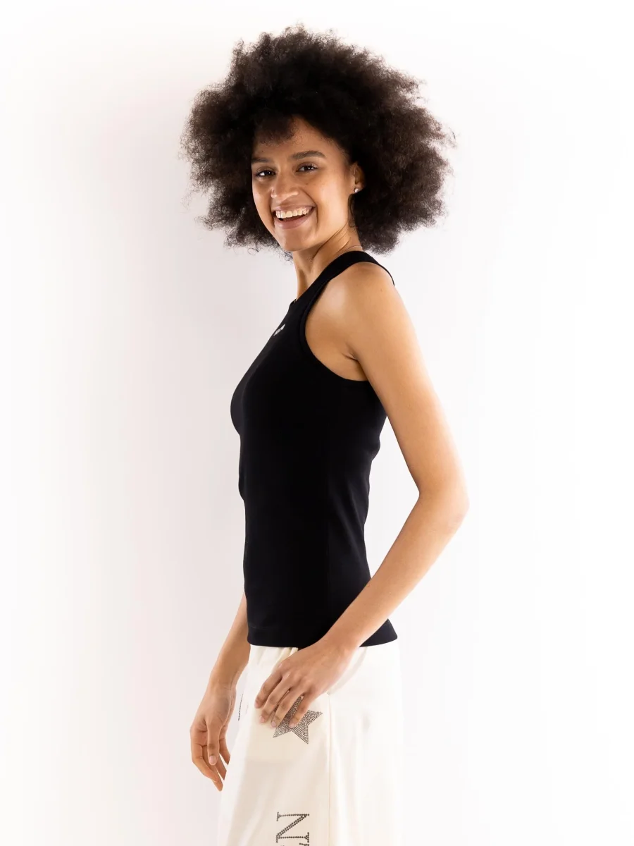 Top a canotta Distinto logato nero - immagine 3