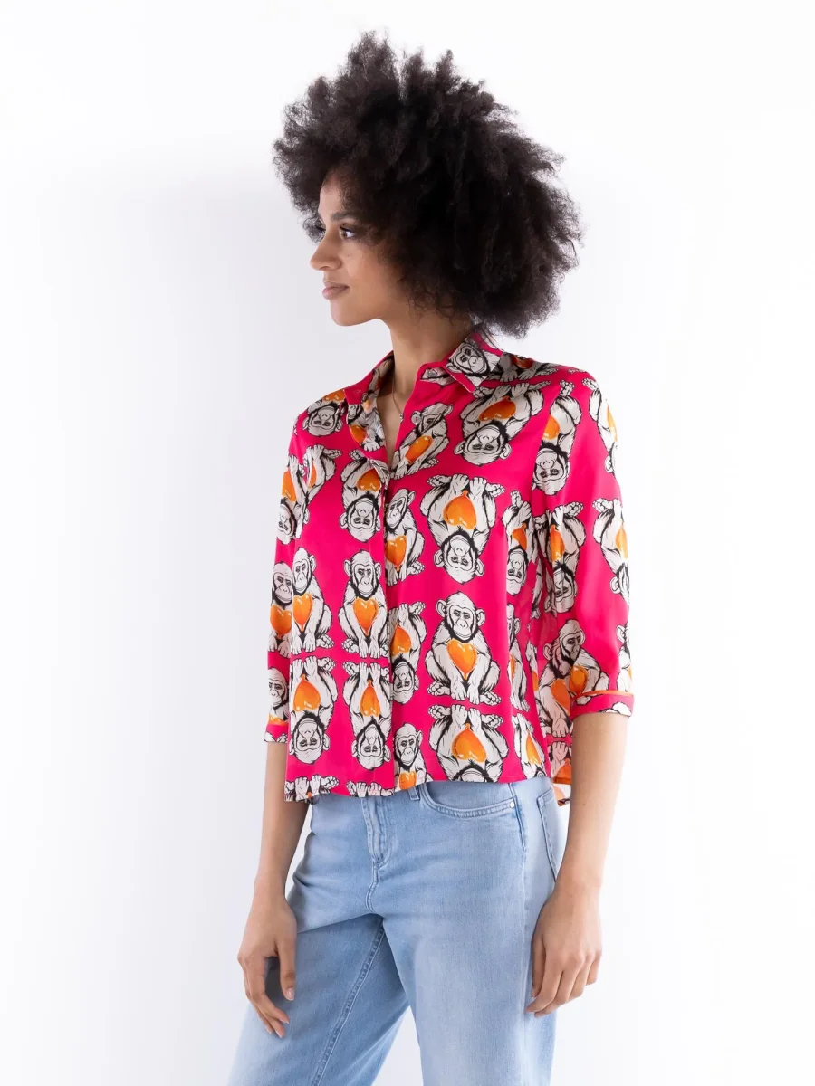 Camicia Spoon fantasia monkey fuxia - immagine 3