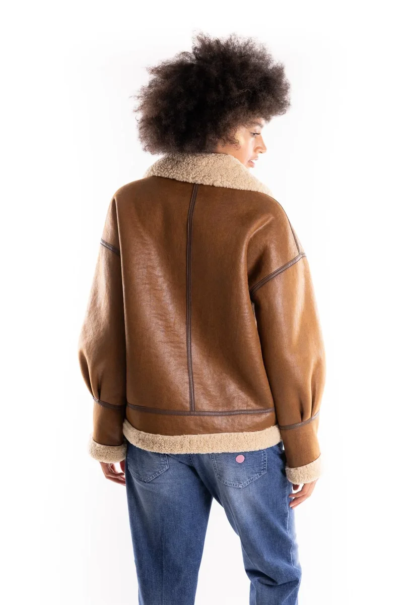 Giacca eco-montone color tabacco - immagine 4