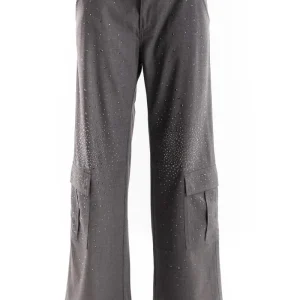 Pantalone cargo antracite strass