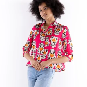 Camicia Spoon fantasia monkey fuxia