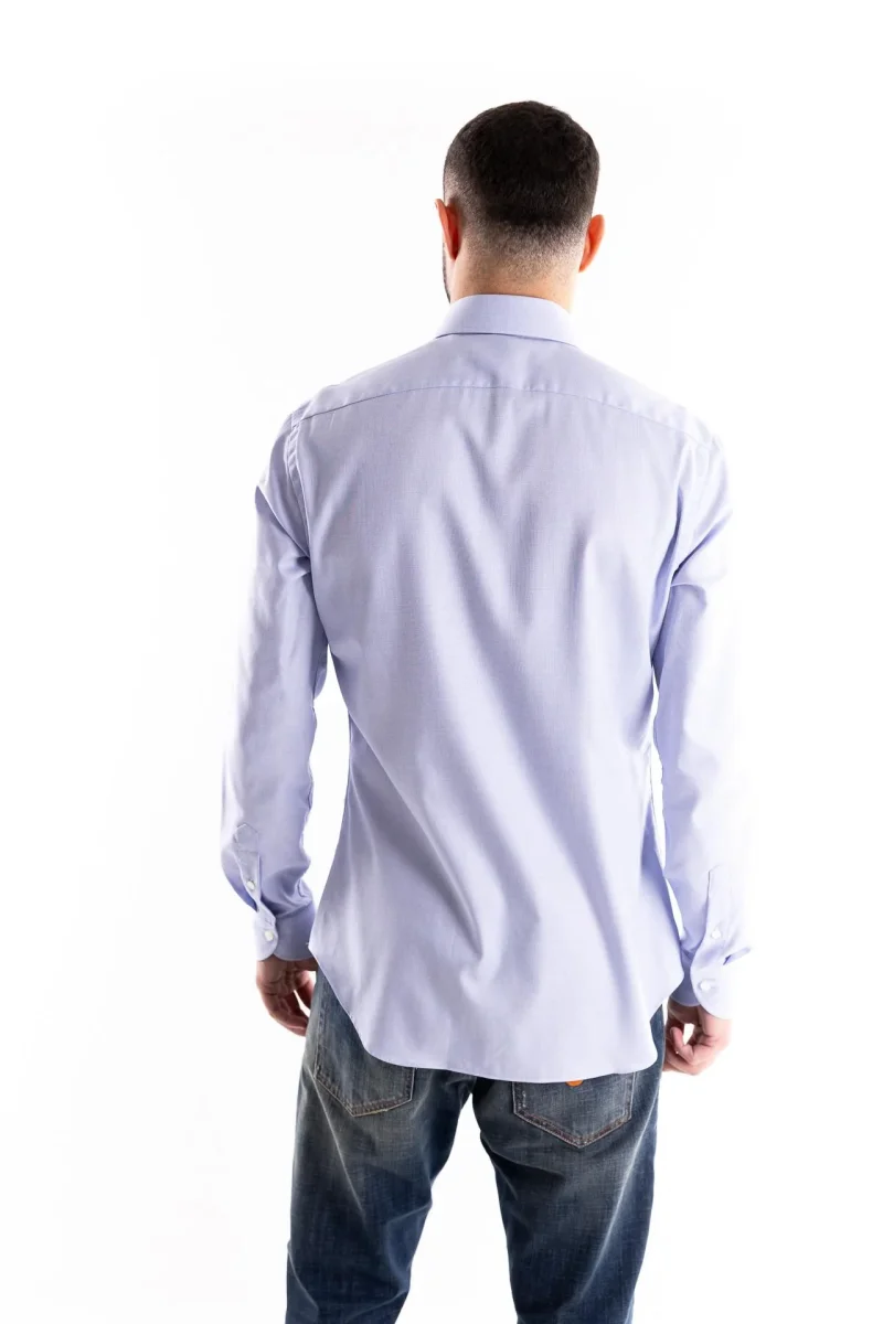 Camicia travel collo francese in oxford azzurro - immagine 4