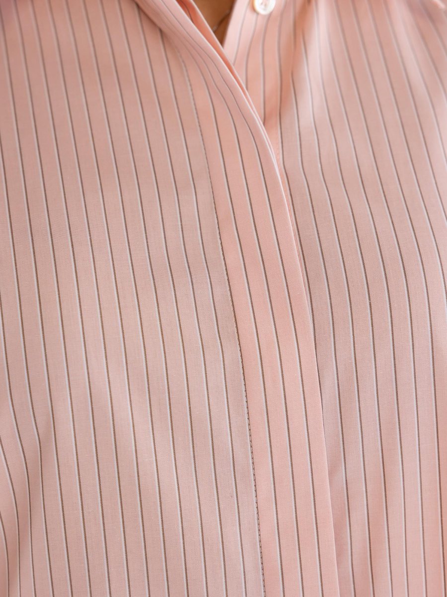 Camicia Bridport oversize in popeline a righe rosa-marrone - immagine 8