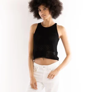 Top canotta in punto pizzo nero