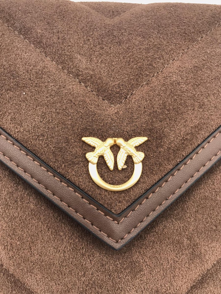 Bustina flet purse in pelle scamosciata marrone - immagine 5