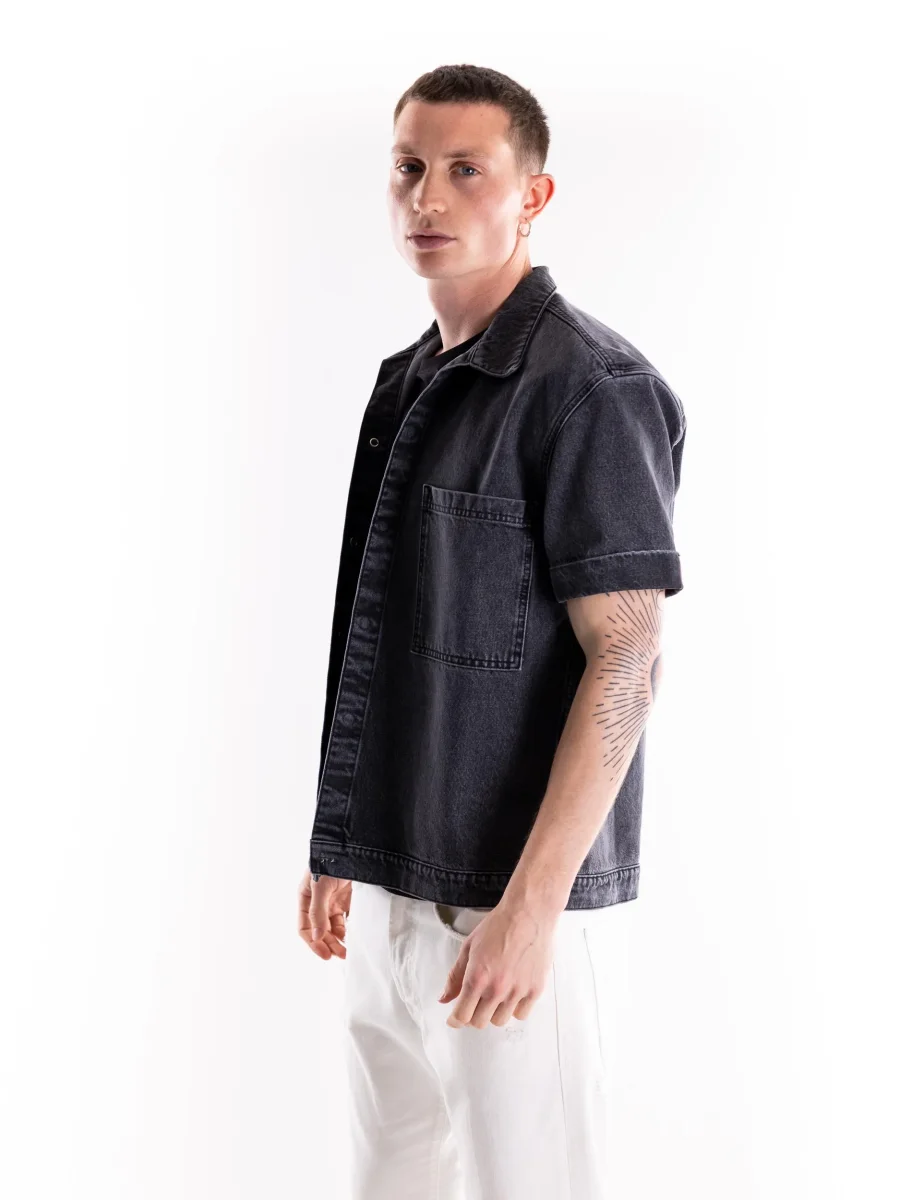 Over shirt in denim grigio - immagine 3