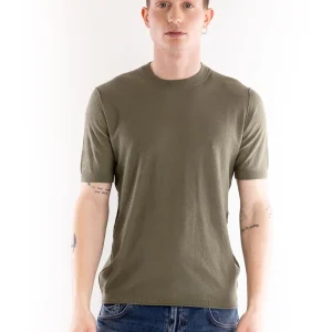 T-shirt uomo in filo lavorato kaki