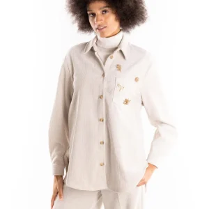 Camicia over Ledifa in velluto latte