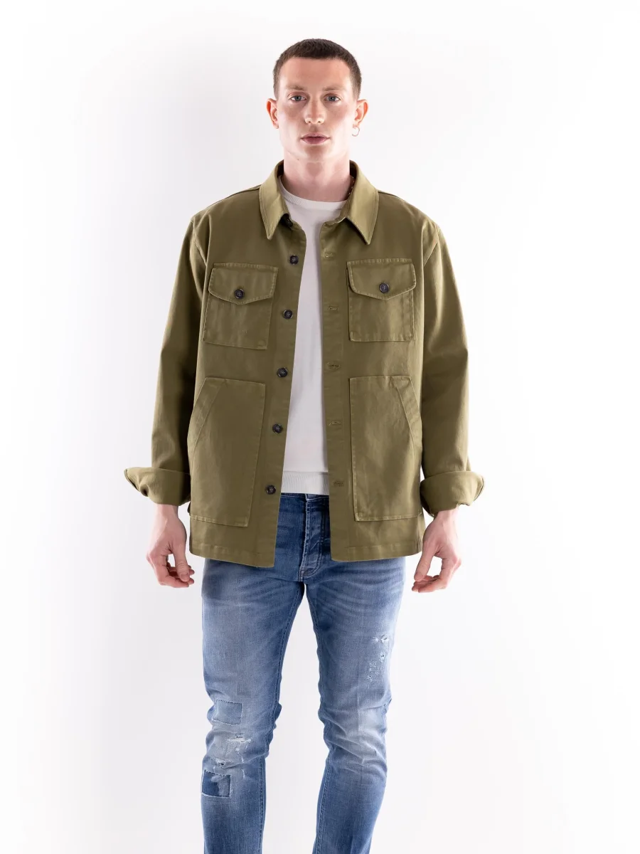 Over shirt uomo verde militare - immagine 7