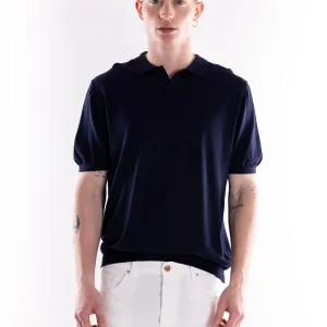 Maglia Polo uomo Nosaka in filo blu