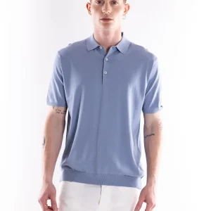 Maglia polo uomo Nito in filo azzurro acqua