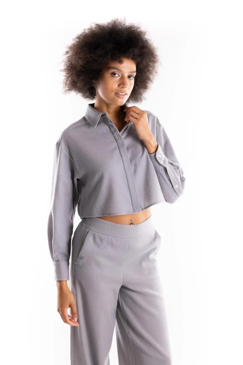 Camicia crop Livia grigio chiaro