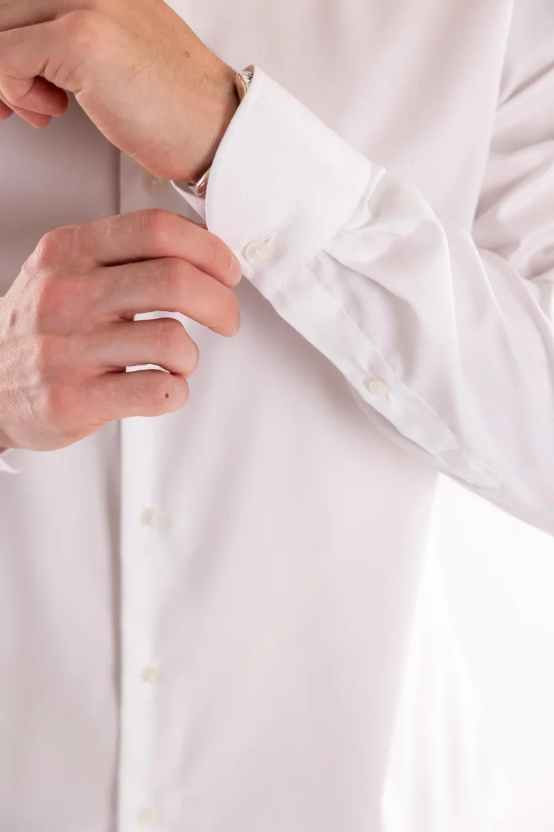 Camicia travel collo francese in oxford bianco - immagine 6