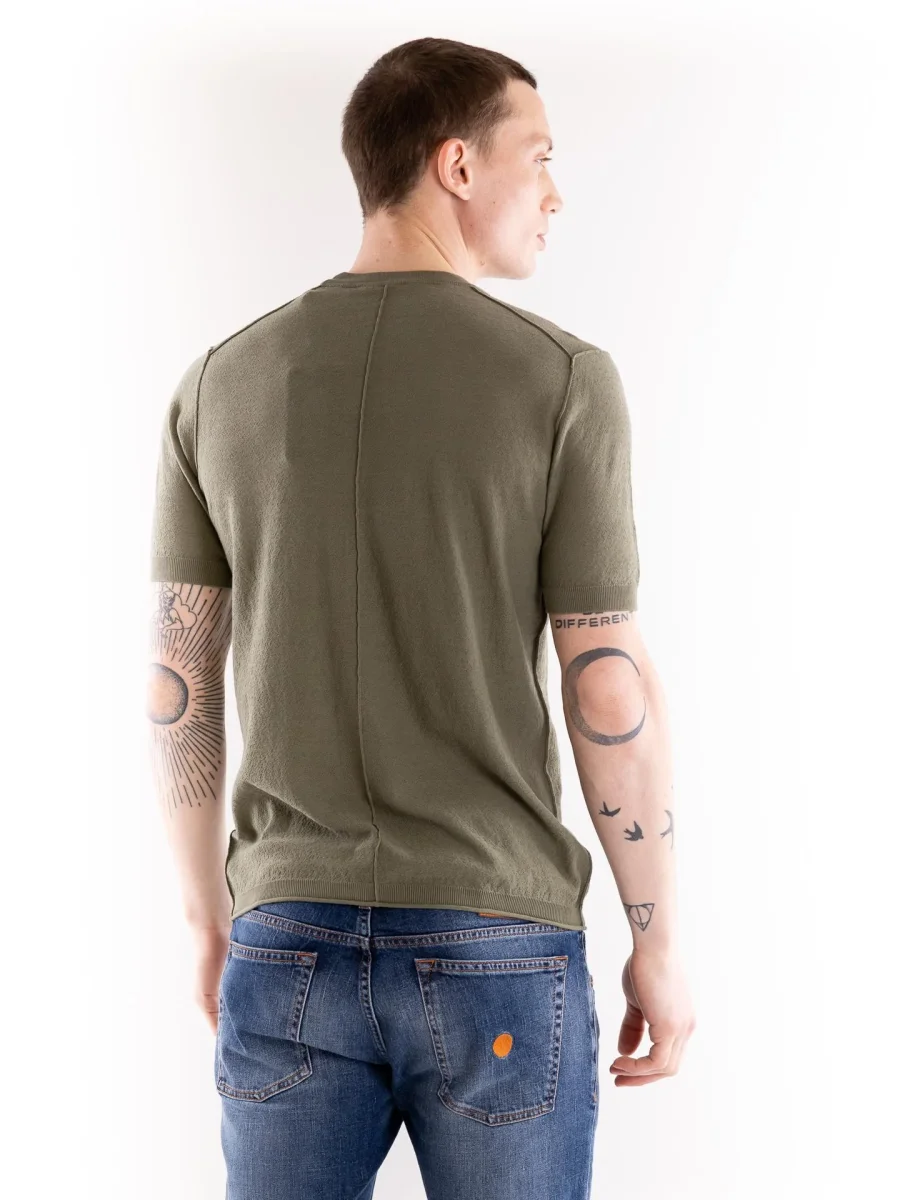 T-shirt uomo in filo lavorato kaki - immagine 4