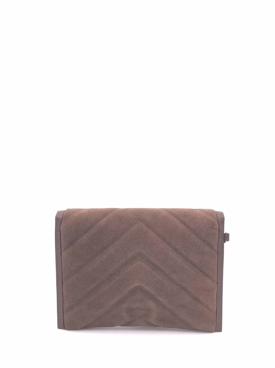 Bustina flet purse in pelle scamosciata marrone - immagine 4