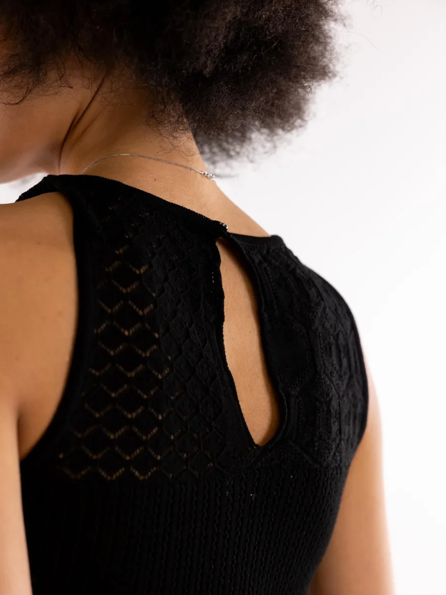 Top canotta in punto pizzo nero - immagine 5
