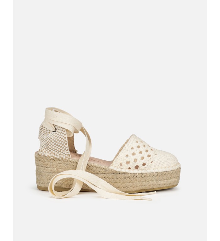 MACARENA SCARPA SANDALO ESPADRILLAS COTONE BURRO - immagine 3