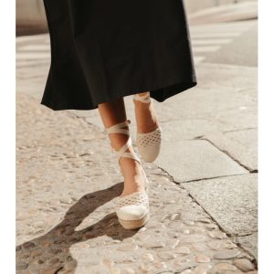 MACARENA SCARPA SANDALO ESPADRILLAS COTONE BURRO