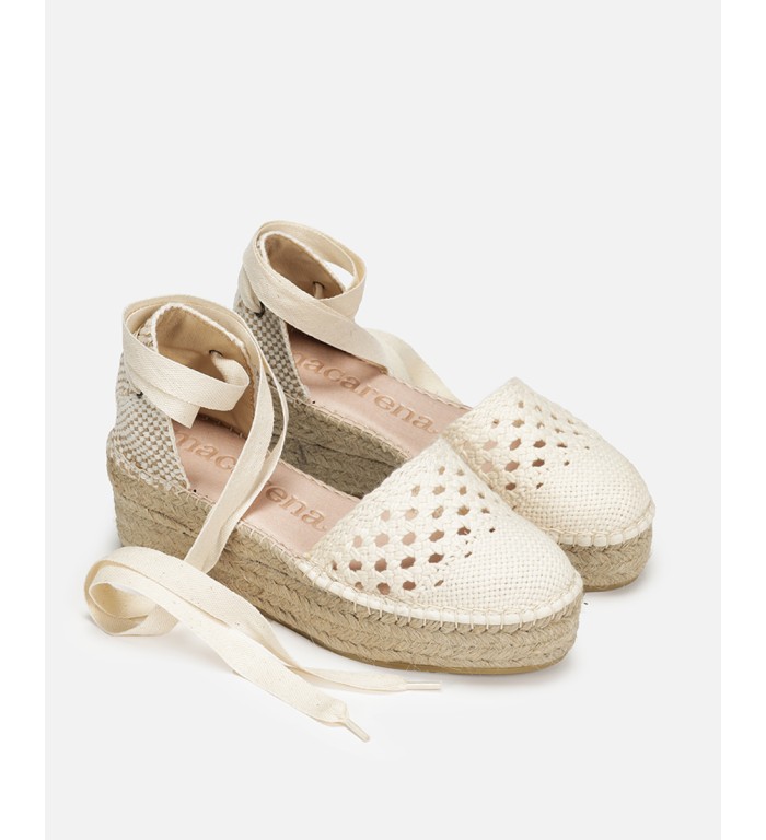 MACARENA SCARPA SANDALO ESPADRILLAS COTONE BURRO - immagine 5