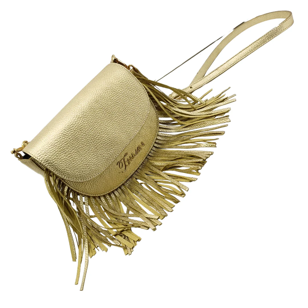 Borsa in pelle OLIVIA lamè platino - immagine 7