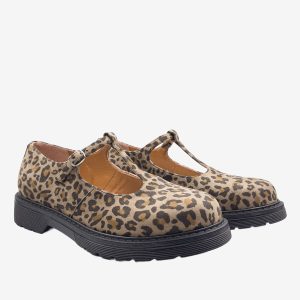 DR POLLINA – MARY JANE T-BAR- Leopardato Pet riciclato – veganshoes