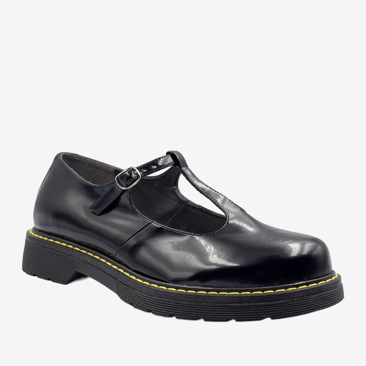 DR POLLINA – MARY JANE T-BAR- in Fungo nero – veganshoes - immagine 3