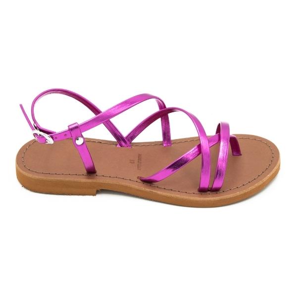 Sandali donna estivi in cuoio laminato fuxia San Paolo - immagine 5