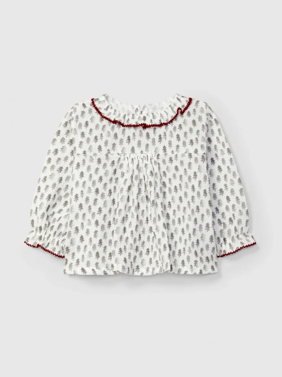 Blusa in Mussola Bambina Stampa Abete - Cotone 100% Volant Snug - immagine 2