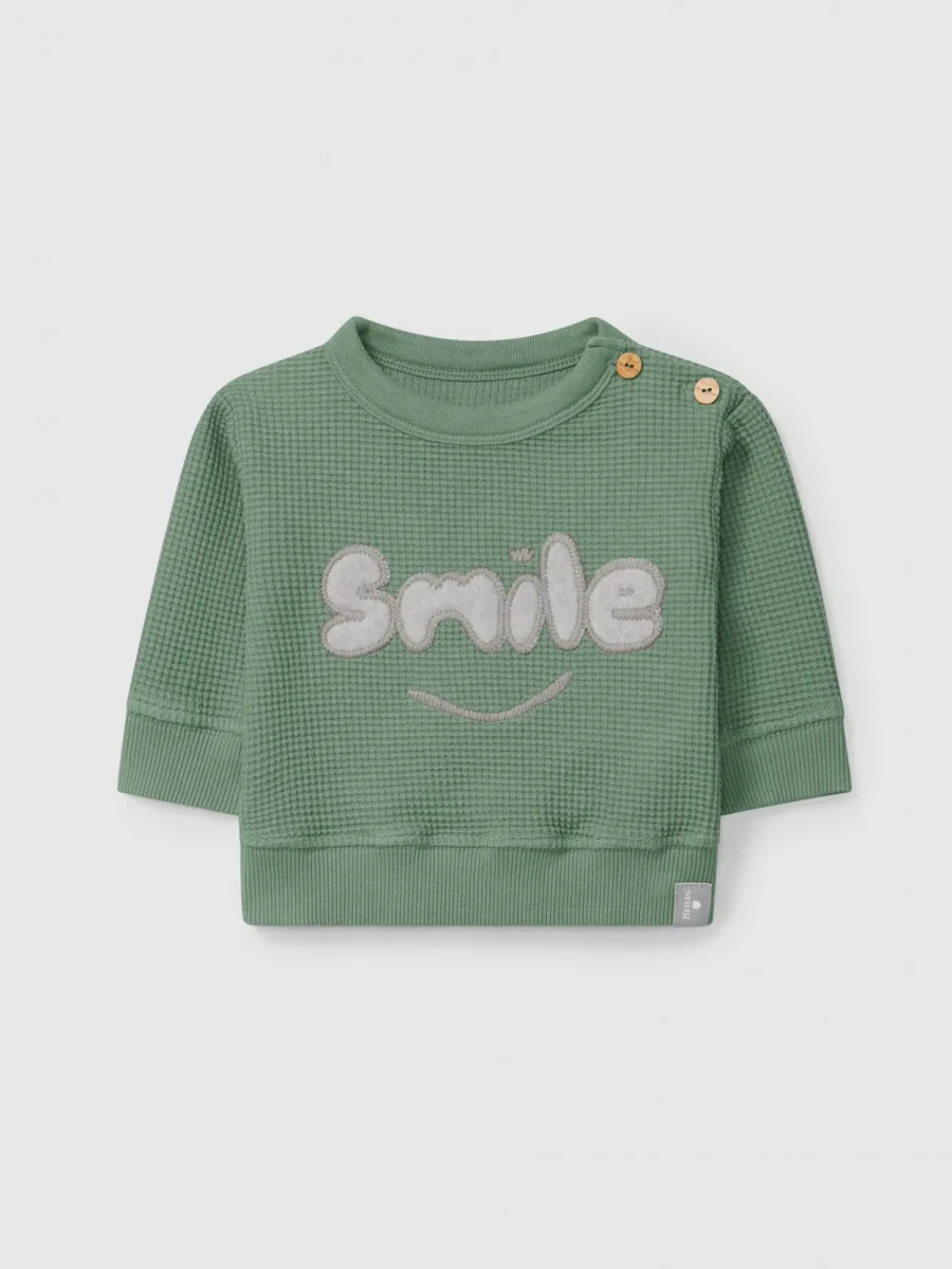 Felpa SMILE Neonato Tessuto Waffle Cotone Organico - Snug - immagine 2
