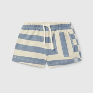 Shorts pull up rigati con taschino