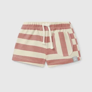 Shorts pull up rigati con taschino