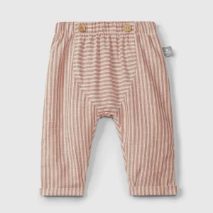 Pantaloni pull up in tessuto rigato