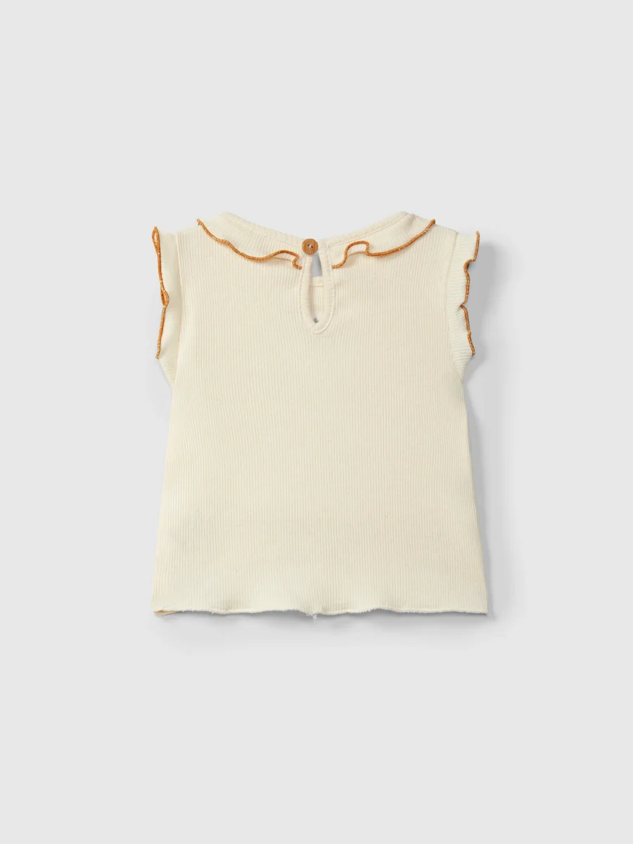 Canotta in jersey a costine con ricamo - immagine 3