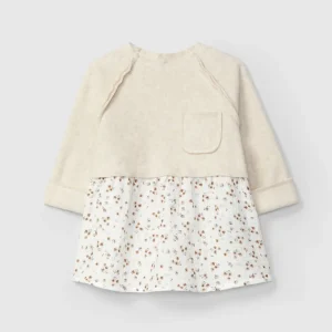 Vestito Mussola Floreale Pile Bambina Cotone Biologico - Maniche Versatili Bottoni Legno Snug