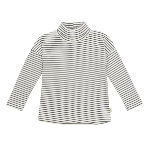 Maglia Collo Alto Righe Bambina - Cotone GOTS Lana Merino Seta Woolyorganic